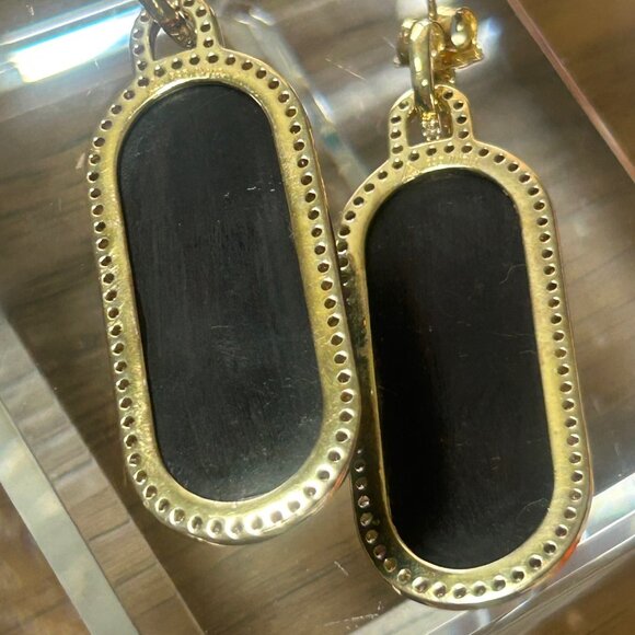 Rarities Carol Brodie Gold Plated Turquoise Colored MAGNESITE WOOD Earrings NWT - Picture 5 of 7